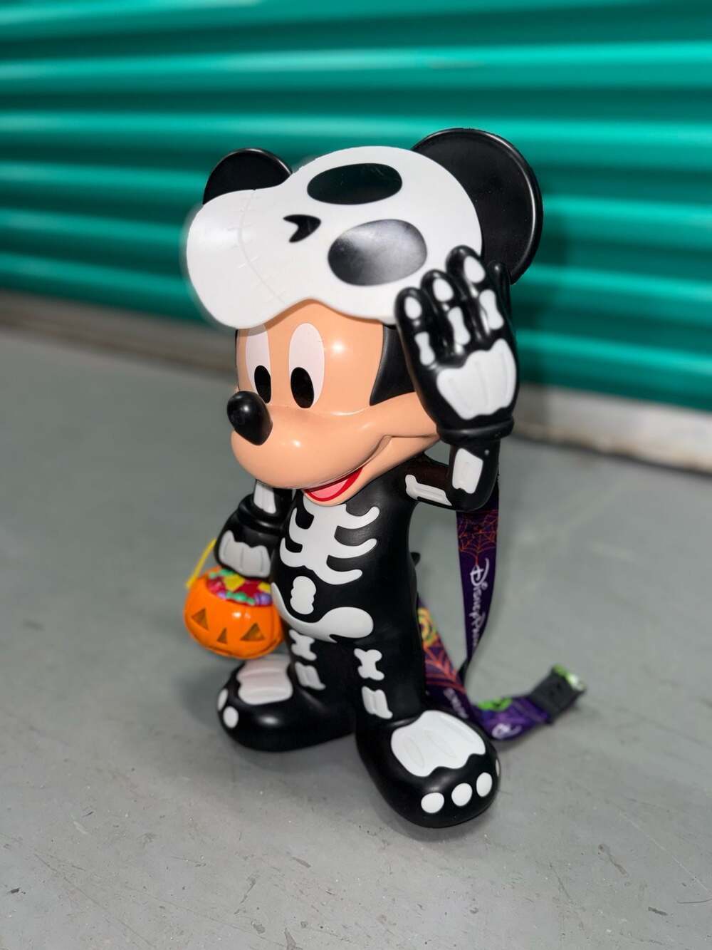 Disney Parks 2023 Halloween Mickey Mouse Skeleton Light-Up Popcorn Bucket with L